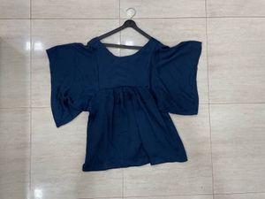 🦋 Airy Navy Kimono Sleeve Top