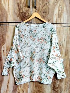 Floral Print Pullover Sweater  Free size