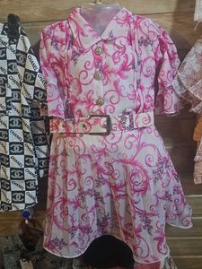 Girls Pink Floral Dress With Legging