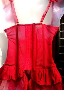 Red Mesh Corset Top