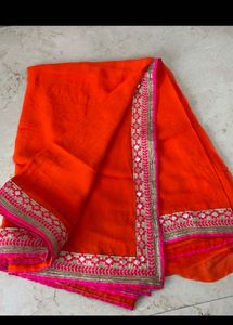 Georgette Orange Saree
