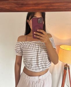 Striped Cotton Crop Top 🌸✨