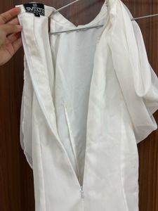 Classy White Top With Black Ribbon Bow