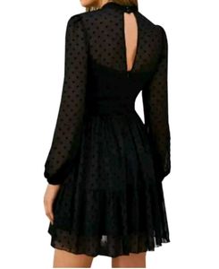 Ruffled Black Knee Length Dress
