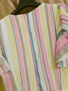 Striped Ruffle Wrap Dress