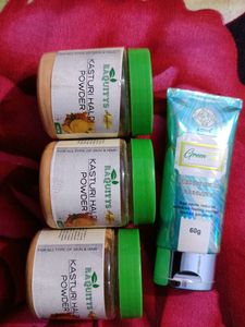 Fairness cream + foundation and kasturi haldi powd