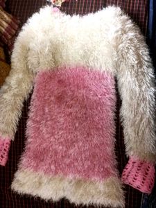 Fluffy Pink and White Sweater