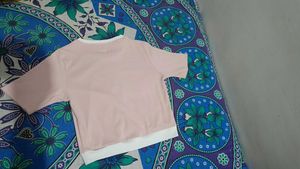 Cute Pink & White Crop Top