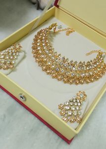 Golden With White Stone Necklace