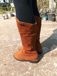 Brown Suede Knee-High Boots