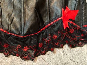 Black and Red Lace Gothic Bow detail Corset