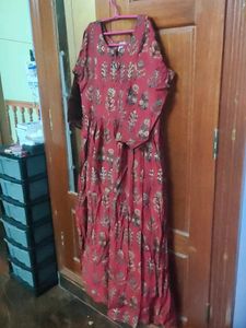 Red Floral Print Maxi Dress