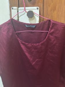 Burgundy satin top
