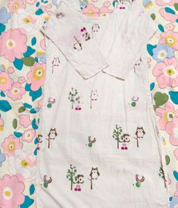 Sleepy Owl Cotton Blend Night Dress 🦉✨