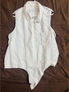 Sleeveless Striped Draped Vest