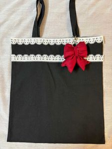 Handstitched Cute Tote Bag with Bow