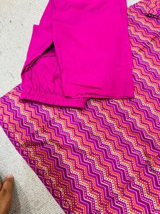 Pink Chevron Kurti Set