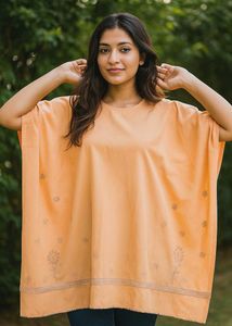 Embroidered Kaftan With Jeans