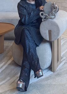 Stylish Metallic Co ord Set with padded shoulder