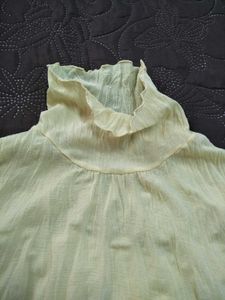 Sheer Crinkled Turtleneck