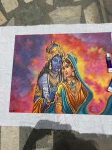 big Krishna Radha Painting on 16×20 inches canvas