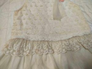 Cream Lace Dress with Flower Detail