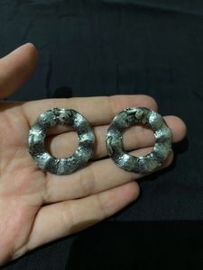 Silver Gunmetal Hoop Earrings
