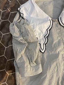 embroidered collar puffy sleeves shirt