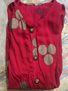 Red Printed Kurta