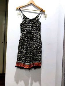 Patterned Black &amp; Gold Romper