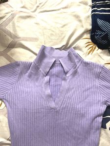 Lilac Ribbed Knit Bodycon Dress