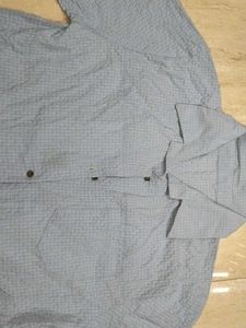 Blue Textured Short Sleeve Shirt