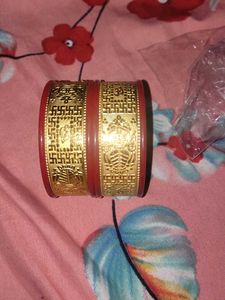 Red & Gold Bangles, party wear sakha