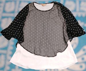 Black and White Polka Dot Sheer Blouse (Woman)
