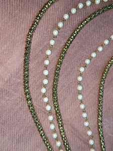 Elegant Kundan &amp; Pearl Dress Chain Accessory