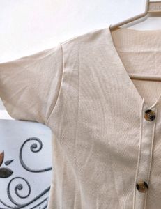 Beige Color Crop Tee