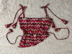 Chevron y2k Asymmetrical Strapped top