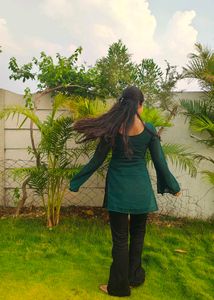 V Neck Kurti With Bell Bottom Sleeve Design Stitch