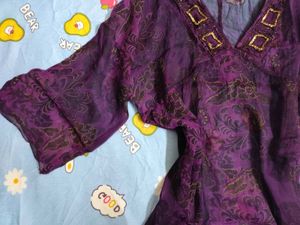 Purple Witchy Whimsy Goth Sheer Top