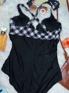 Gingham Top Black One Piece Swimsuit