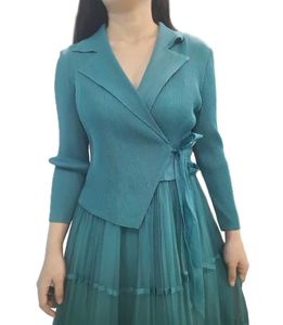 Teal Pleated Blazer Dress