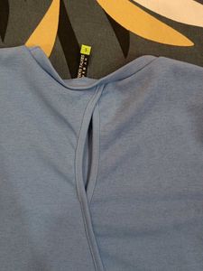 Blue Tie-Waist Crop Top
