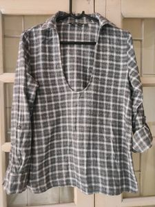 Checked Grey Top