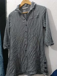 Gingham Button-Down Tunic