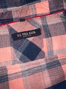 Pink &amp; Navy Plaid Flannel Shirt