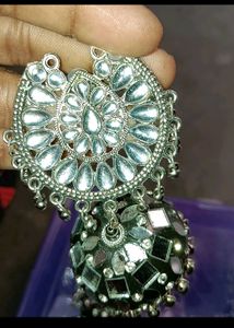 Mirror Work Jhumka Earrings &amp;Stude