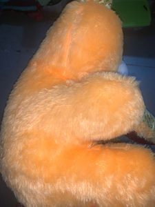 Orange Teddy Bear with Heart Pillow