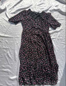 (Max) Floral Print Button Down A-line Dress