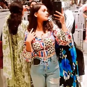 Boho Print Tie-Front Crop Top