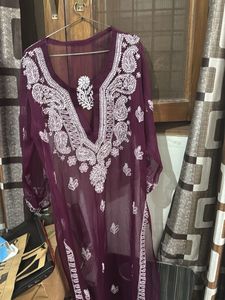 Purple Chikankari Kurti